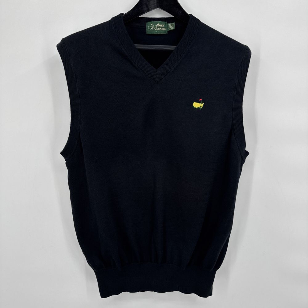 Masters Collection Sweater Men‎ L Black Vest Pima Cotton V Neck Sleeveless Golf
